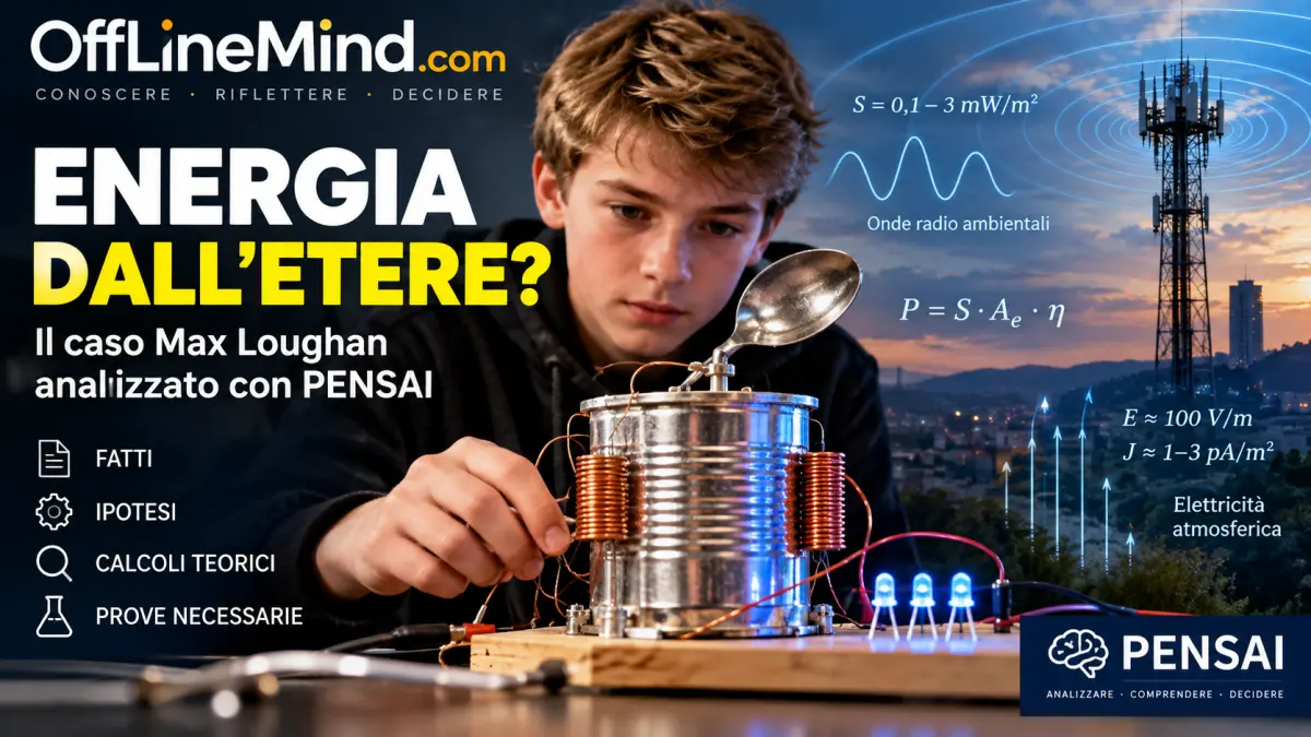 Dispositivo artigianale per la raccolta di energia ambientale, illustrato a scopo divulgativo.