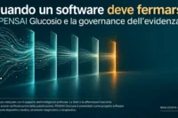 PENSAI Glucosio: un flusso di dati si ferma al varco finale, immagine astratta sulla governance dell'evidenza.